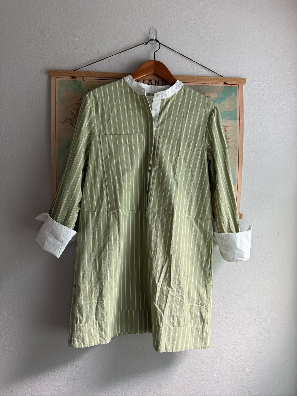 Tuckernuck - Pomander Place Light Green Pinstripe Shirt Dress